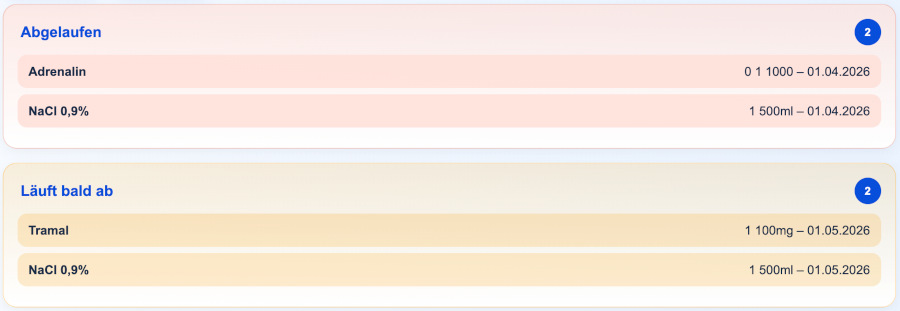 Inventarverwaltung mit Dashboard, Beständen und Verfallsdaten