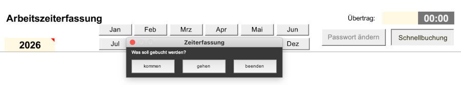 Ansicht einer bewops Zeiterfassung